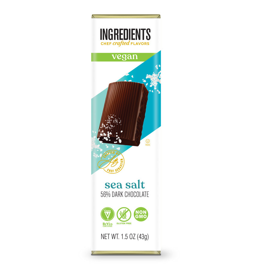 Ingredients - 56% Vegan/Gluten-Free Dark Sea Salt Chocolate Bar 1.5oz