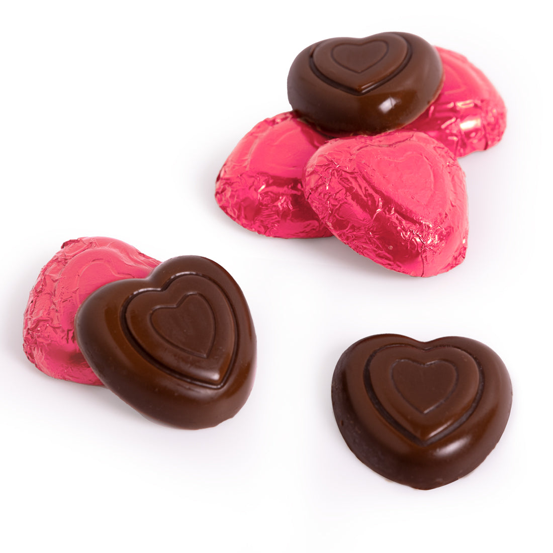Valentine's Day - Bulk Milk Chocolate Hearts in Assorted Pink Foils