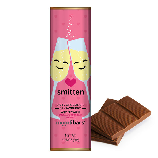 Seasonal Moodibars - smitten - Strawberry Champagne Dark Chocolate Bar 1.5oz
