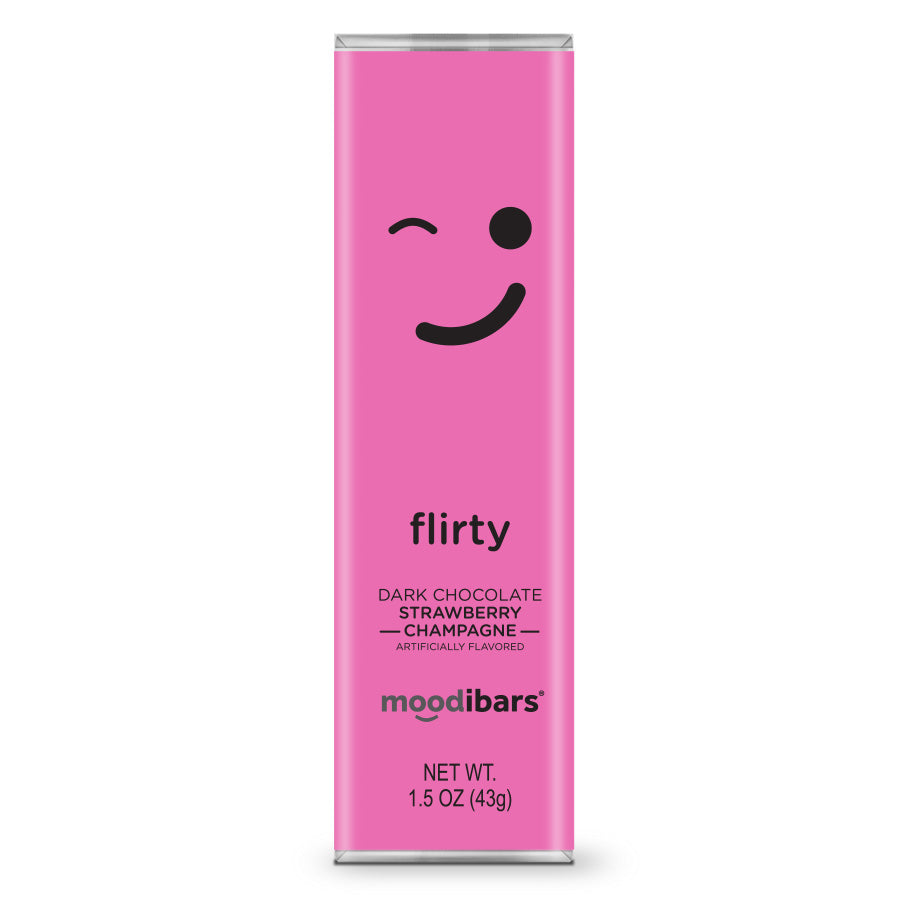 Moodibars - flirty - Dark Chocolate Strawberry Champagne Bar 1.5oz