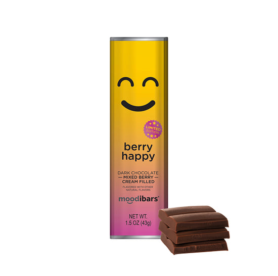 Limited Edition Moodibars - Berry Happy - Dark Chocolate Mixed Berry Filled 1.5oz Bar