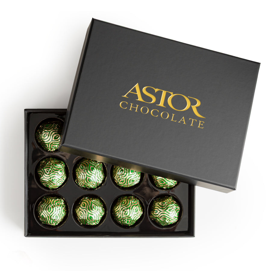 Dubai Style - Milk Chocolate Pistachio Creme Truffles in a Deco Box 12pc