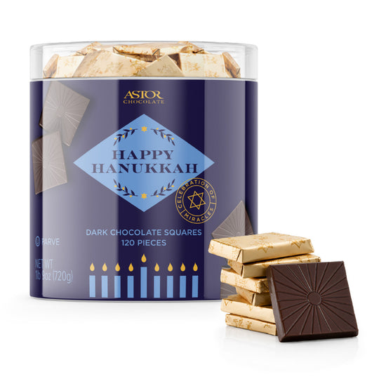 Hanukkah - 1.25" Dark Chocolate Petite Squares Tub 120pcs