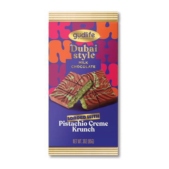 gudlife - Dubai Style Milk Chocolate Pistachio Creme Krunch Bar 3oz