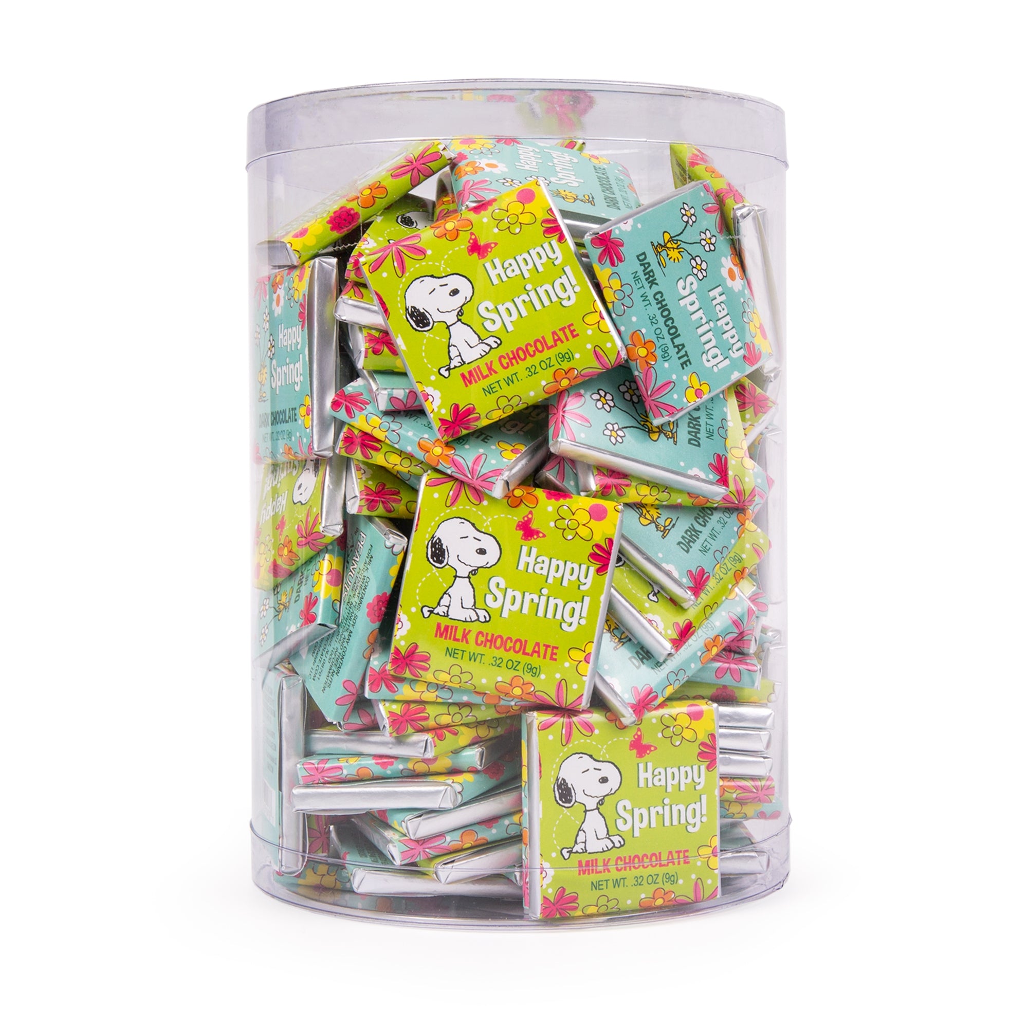 Peanuts Spring - Deluxe Dark and Milk Chocolate Squares Tub 1.75 in.